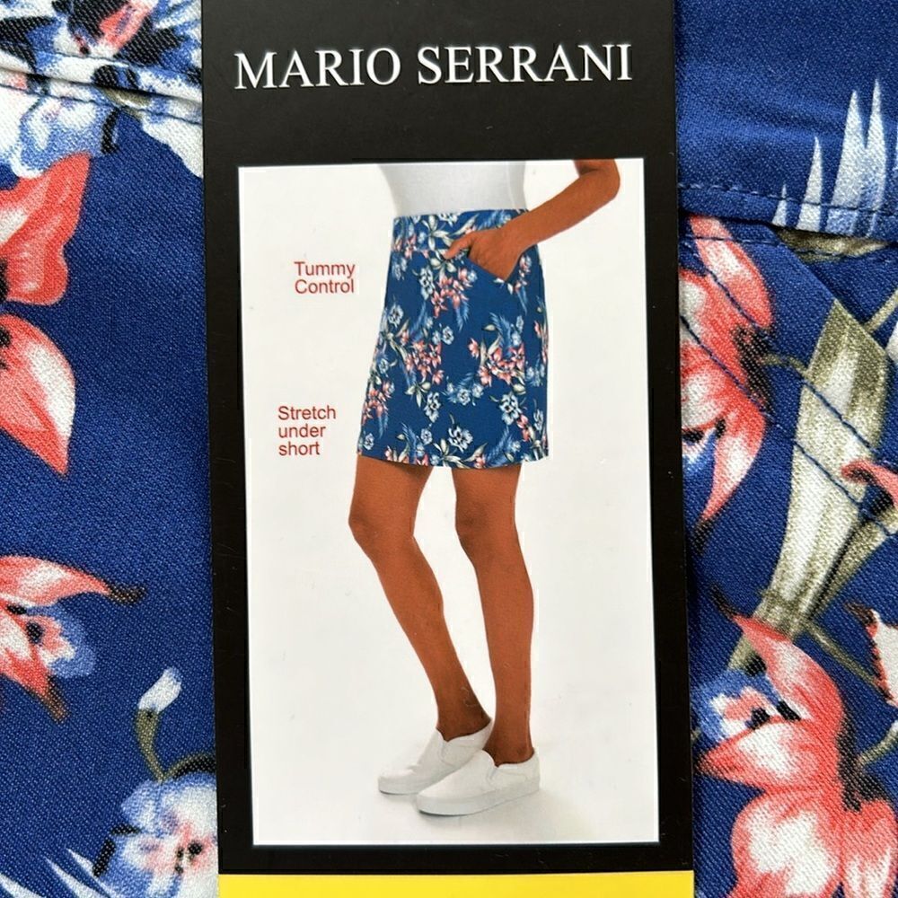 NEW Mario Serrani Italy Blue Floral Skort